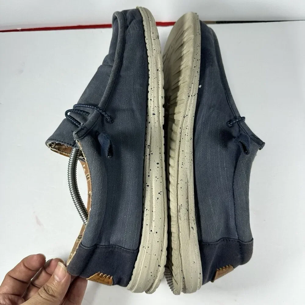 Hey Dude Wally Washed Canvas Navy Blue Men's Shoes Size M13 / EU 46 Loafers